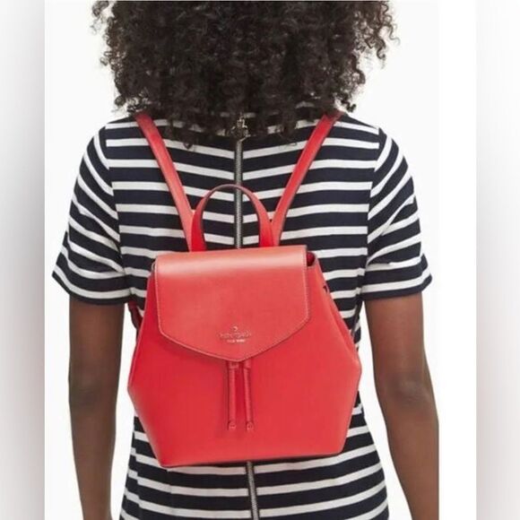 Kate Spade Lizzie medium red backpack. main image 4